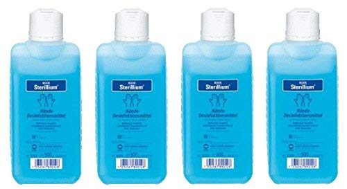 Sterillium Hand Disinfectant | Gels, Liquid, Unscented, 4 x 500 ml Bottle
