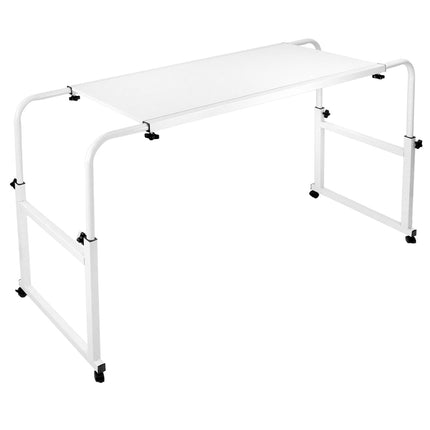 QWORK® Height and width adjustable over-bed table on castors, side table bed ideal for home and office, multifunctional as a side table, bedside table, desk