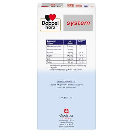 Doppelherz system GLUCOSAMIN 800 PLUS – With vitamin C to contribute to normal collagen formation for normal cartilage function – 120 capsules