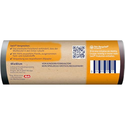 Swirl Tear-resistant &amp; Sealing Fixing Tape Garbage Bags 35 l (4 x 10 bags), drip-proof garbage bags for household waste, tear-resistant garbage bags for a secure hold on the garbage can