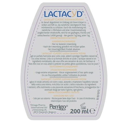 Lactacyd® Classic Intimate Wash Lotion – With adjusted pH and natural L-lactic acid – Clinically tested &amp; approved – 200 ml