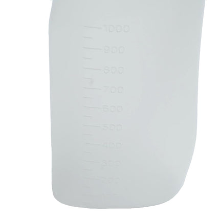 Urinal bottle for men, 1000 ml, translucent polypropylene urine bottle with blue lid, square, milky with cap, urine collection container for men, home care, hospital, travel