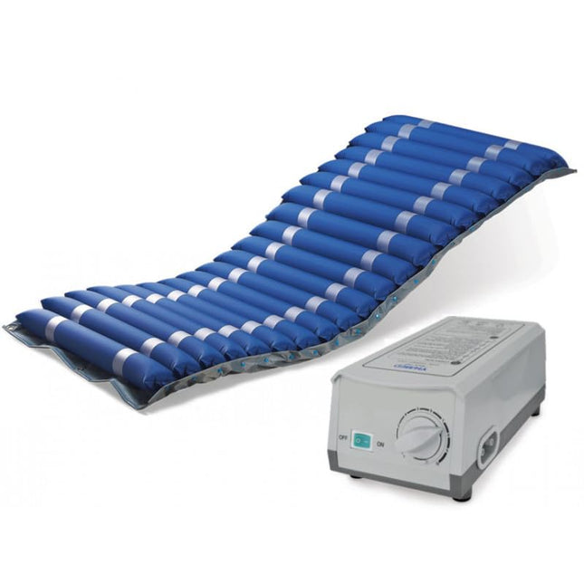 Anti-decubitus mattress with alternative air strips, replaceable strips, compressor included, CE marking, medical PVC, prevents and treats pressure ulcers