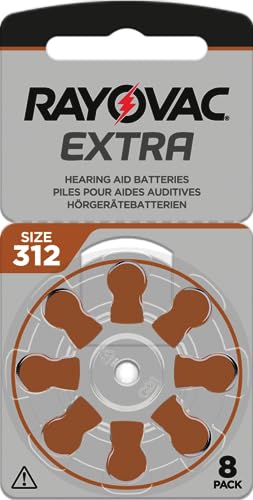 80 x RAYOVAC Extra Hörgerätebatterien Typ 312 - PR41 - Farbcode braun – 1,45 Volt - 80 Stück (10 x 8 Batterien)