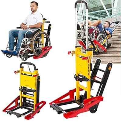 UZOURI Electric Stair Climber made of aluminum alloy, Foldable Electric Wheelchair Stairlift, Stair Climbing Assistance Tools/Max. Load 352 lb/Card Slot Width Adjustable