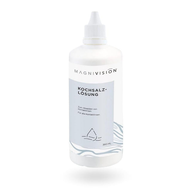MAGNIVISION Saline Solution, 100ml (travel size) Saline solution for contact lenses, for rinsing soft &amp; hard contact lenses, borate-free, Made in Europe