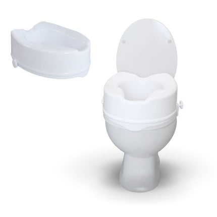 Mobiclinic®, Raised Toilet Seat, 14 cm, Titanium, European Brand, Raised Toilet Seat, Toilet Seat for Seniors, Toilet Aids, Extra Stable, White
