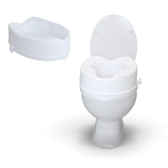 Mobiclinic®, Raised Toilet Seat, 14 cm, Titanium, European Brand, Raised Toilet Seat, Toilet Seat for Seniors, Toilet Aids, Extra Stable, White
