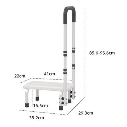 Bathtub step with grab bar, 5-level height adjustment, entry aid for seniors and disabled people, footstool for bed, kitchen, bathtub, load capacity up to 180 kg