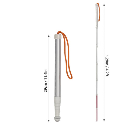 Telescopic blind stick, reflective folding walking stick, metal guide, blind crutch, white cane mobility stick, walking aid stick for elderly, blind and visually impaired people