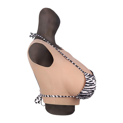 FHUILI Crossdressers Silicone Breast Forms - Round Collar Design Silicone False Breasts - Lifelike Fake Breasts for Crossdressing Transvestite Cosplay, G Cup,A