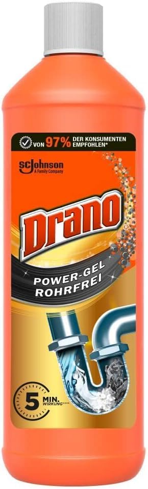 Drano (Mr Muscle) Extra Strong Power Gel Drain Cleaner, Drain Cleaner, for Kitchen &amp; Bathroom, Removes Blockages, 1 Pack (1 x 1000 ml)