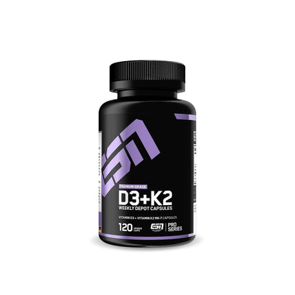 ESN Vitamin D3 + K2, 120 capsules, for immune system, bones and blood production, vegan &amp; made in Germany