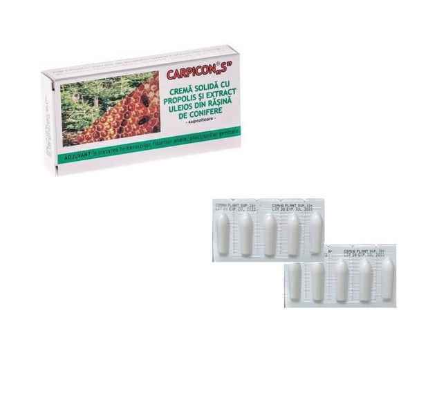 10 suppositories with propolis extract, oily extract of pine resin and beeswax (2 x 5 suppositories)