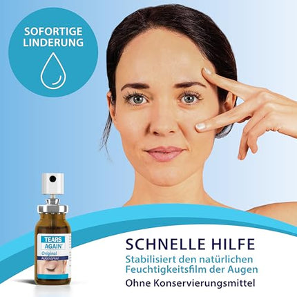 TEARS AGAIN Original Eye Spray for dry eyes 10ml - also suitable for children - Helps with tired, burning, and irritated eyes - Preservative-free - with liposomes