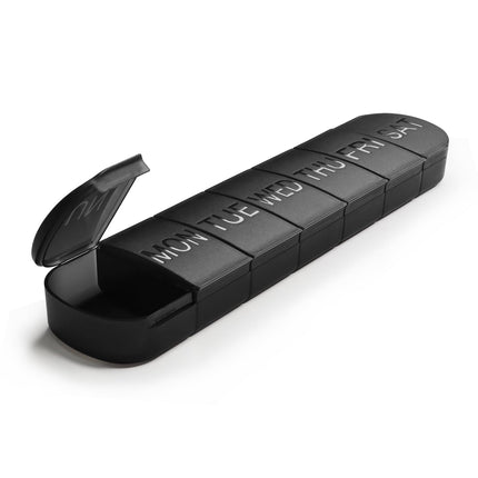 FHORAIN 7-Day Pill Box, Large Medicine Box, Pill Organizer, BPA-Free Portable Pill Box for Fish Oil, Medications, Vitamins, and Supplements (Black)