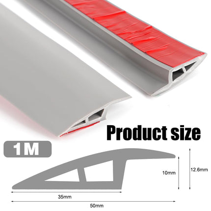 RANJIMA Self-adhesive transition profile, PVC threshold ramp, entry strips, transition strip floor, height adjustment profile, door rail, transition rail without drilling for carpet tiles (gray, 1 m x 5 cm)