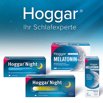 Hoggar MELATONIN balance - Sleep Spray - Food supplement with melatonin to shorten the time it takes to fall asleep and to relieve jet lag - with vitamin B6 - 20 ml spray
