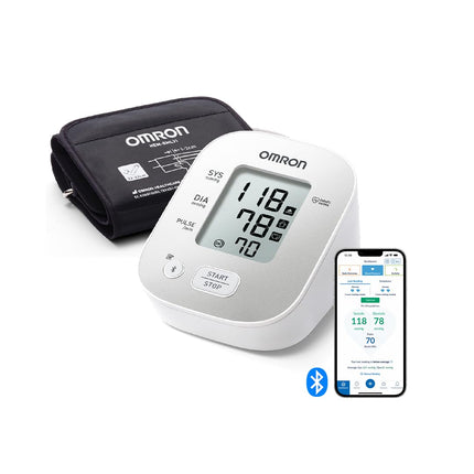 OMRON X2 Smart+ clinically validated upper arm blood pressure monitor with Bluetooth + free app, seal of approval from the German Hypertension League for accurate measurement results, universal cuff 22-42 cm