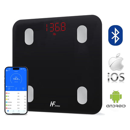 HomeFashion HFitness Body Fat Scale 19x Body Data Analyzed iOS and Android App Smart Digital Bathroom Scale Personal Body Scale Body Weight Meter BMI Bluetooth