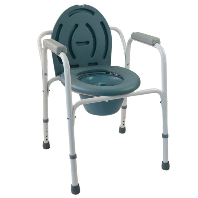 Mobiclinic®, Commode chair, With lid, Removable bucket, Adjustable to 5 heights, Model Arroyo, Non-slip foot caps, Armrests, Supports up to 100 kg, Chair toilet, Steel