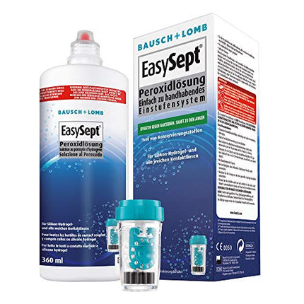 Bausch + Lomb EasySept Peroxide Solution Contact Lens Cleaner for soft contact lenses, preservative-free, with container, 1 x 360 ml