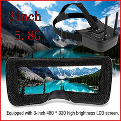 School Time FPV Drone Goggles, Portable Low Power FPV Goggles with Auto-Search 480 * 320 Display 5.8g Built-in 3.7V 1200mAh Battery for Model Airplane Parts Outdoor Use