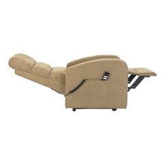 Sime LU-2 ADJUSTABLE electric recliner for seniors with 2 motors, independently adjustable backrest and footrest, 4-wheel kit, non-deformable seat, microfiber recliner with stand-up aid, camel