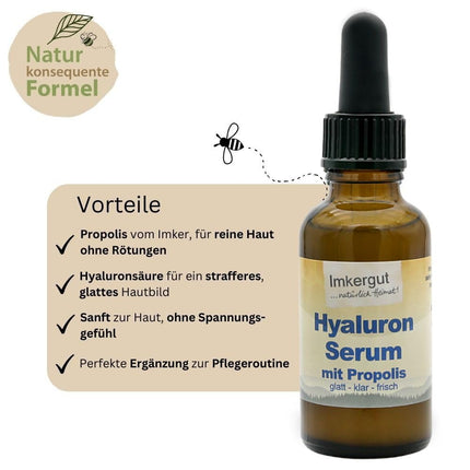 Hyaluron Propolis Serum, pipette bottle, 30ml, beekeeping product, facial serum for impure and mature skin, smoothes and clarifies