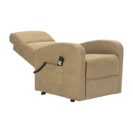 Sime LU-2 ADJUSTABLE electric recliner for seniors with 2 motors, independently adjustable backrest and footrest, 4-wheel kit, non-deformable seat, microfiber recliner with stand-up aid, camel