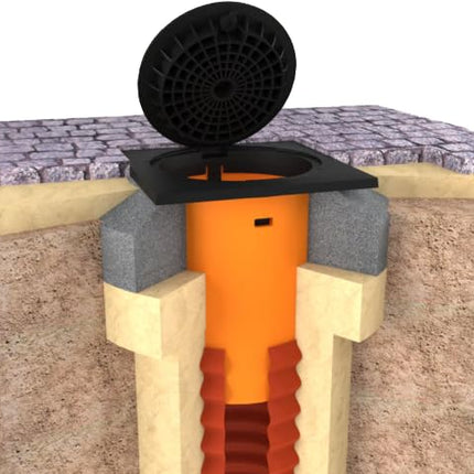 Telescopic manhole cover square KG pipe DN 315 inspection shaft telescopic shaft inspection flap 40x40 inspection shaft sewage shaft soakaway shaft pump shaft shaft (inspection shaft without ventilation)