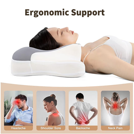 Jocoiot Neck Pillow for Neck and Shoulders, Ergonomic Contour Memory Foam Pillow with Washable Pillowcase - Gray