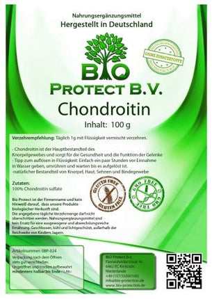 Chondroitin powder 100g in a sachet - introductory price - 100% free of fillers and additives - premium quality chondroitin sulfate from Bio Protect BV, always without magnesium stearates
