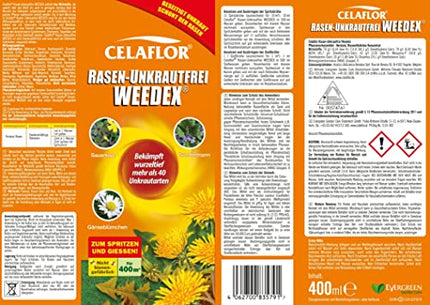 Celaflor Lawn Weed Free Weedex, weed killer for controlling weeds in lawns, 400ml concentrate