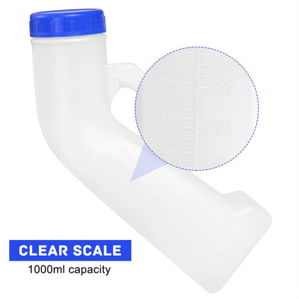 Urinal bottle for men women urinal bottles 1000ml emergency urinal portable mobile toilet pee bottle with bed holder urinal bottle with screw cap for travel emergency bed camping