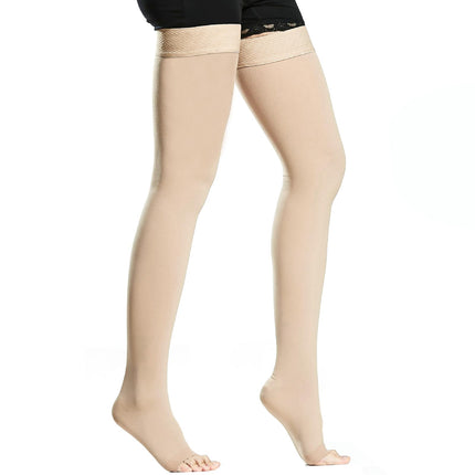 BellaAchtung Medical Compression Stockings Women &amp; Men 20-30 mmHg Graduated Support, Thigh Support Stockings, Edema Compression Socks Without Foot with Silicone Band