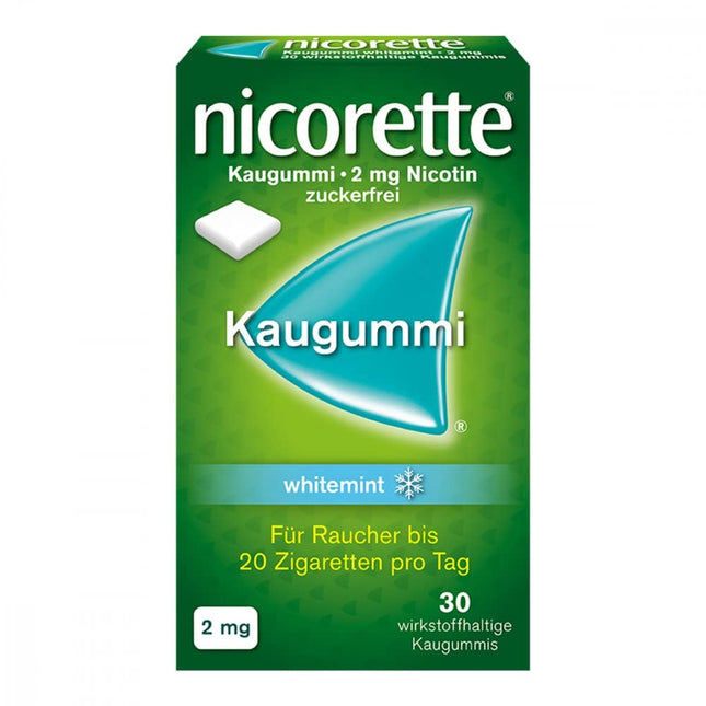 NICORETTE Chewing Gum 2mg Whitemint – Nicotine gum for smoking cessation – Teeth whitening effect – Mint flavor – 2mg nicotine – 30 pcs.
