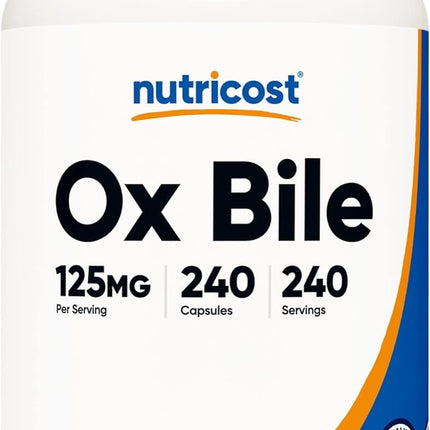 Nutricost Ox Bile Capsules 125mg, 240 Premium Capsules – Non-GMO, Soy-Free, Gluten-Free