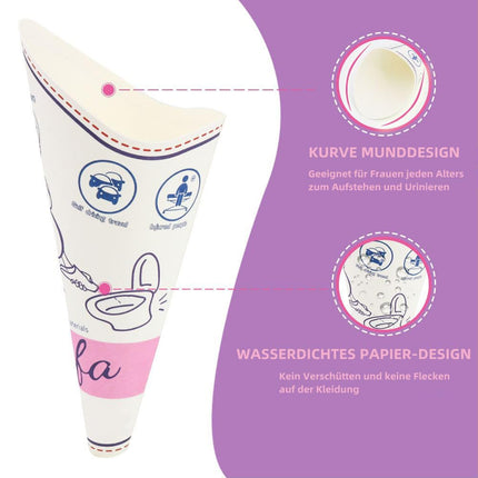 Guofa Urinal for Women, Urinal for Women, Portable Leak-Proof Women's Urinal for Urinating While Standing or Squatting, Discreet On-the-Go Toilet for Camping, Travel, Gifts (50 Pieces)