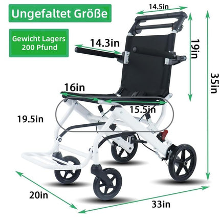 Ehozirta Folding Wheelchair, Lightweight Portable Travel Chair for Adults, Ergonomic Design Wheelchair with Adjustable Seat Belt, Aluminum Frame, PU Wheels for Smooth Riding