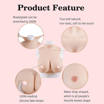 Zilasegy Silicone Breast Forms Fake Breasts G Cup Silicone Breast Plate Silicone Breast Forms for Crossdresser Transgender Mastectomy Cosplay Drag Queen