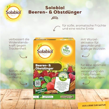 Solabiol Berry &amp; Fruit Fertilizer, special fertilizer with immediate and long-term effect for all berry plants, pome and stone fruits 1.5 kg