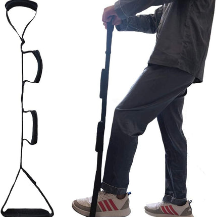 Adjustable leg lifter with padded handle multi-loop leg lifter belt, for safe movement when leaving bed, sofa, car wheelchair, hip and knee surgery aid for men and women