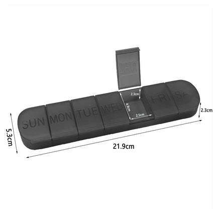 vgggrd Pill Box, 7-Day Weekly Pill Box, Pill Box, Medicine Box, Pill Box, 7 Compartments, Easy to Open, Convenient and Comfortable (Black)