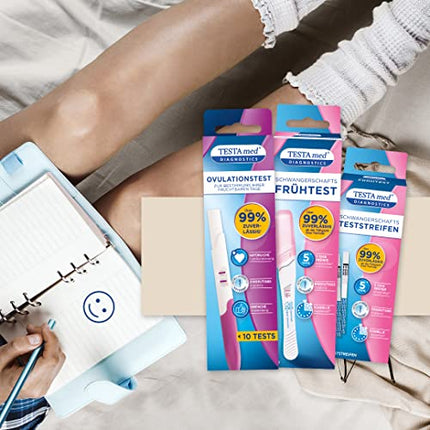 TESTAmed® DIAGNOSTICS Early Pregnancy Test, the pregnancy test provides a reliable test result of over 99%