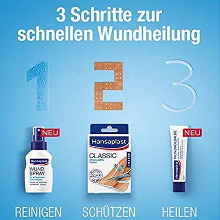 Hansaplast Wound Spray Set of 4 (50 ml), for antiseptic wound cleansing through mechanical rinsing, spray protects against wound infections, colorless and particularly skin-friendly