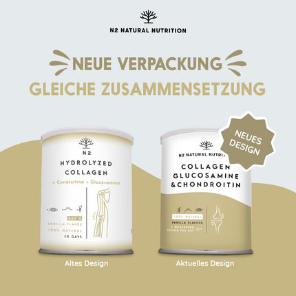 Collagen hydrolysate powder with hyaluronic acid, glucosamine, vitamin C, magnesium, and silicon. Collagen powder. Powerful cartilage protection. Strengthens joints, bones, and skin. EU. N2 Natural Nutrition