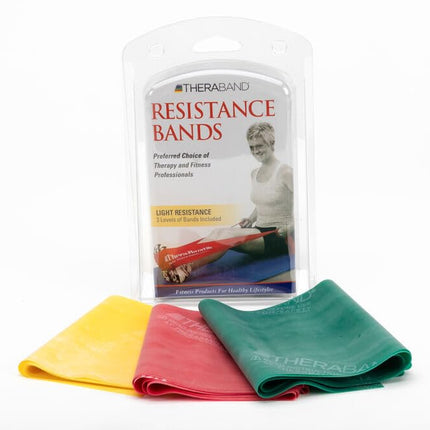Theraband Resistance Bands Set, Resistance Bands for Exercise, Physical Therapy, Work-Outs/Gym, Strength Train at Home, Color Coded by Resistance