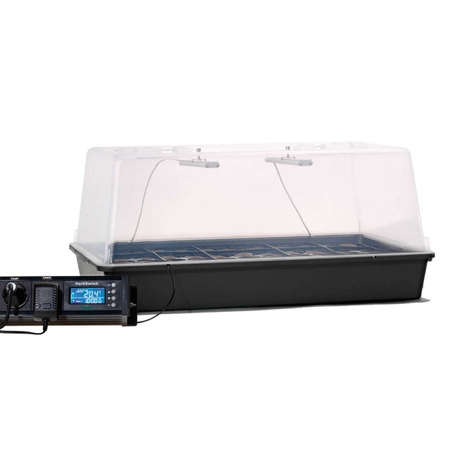 Romberg Maximus Complete LED | Greenhouse with ventilation | LED lighting | Heat mat | Thermostat &amp; 77 growing tablets | 59 x 39 x 27 cm