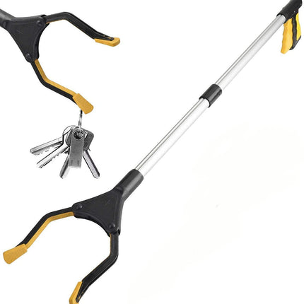Amrsptte Foldable Grabber for Seniors Tool with Magnetic Tips Aluminum 81cm/32in Long with Adjustable Arm for Garbage Disposal, Waste Collection (Yellow)